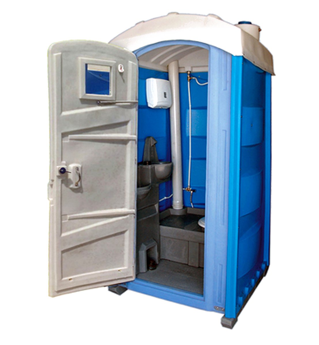 Portable WC Model 2040 outdoor toilet cabin, angled exterior view